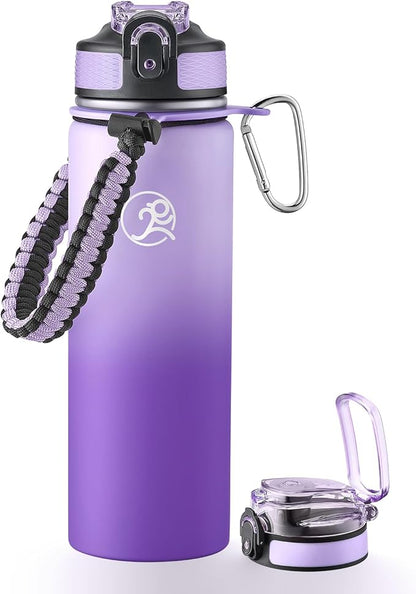 GOSWAG Insulated Sports Water Bottle, 24oz 2 Lids, Stainless Steel Water Bottles by GOSWAG