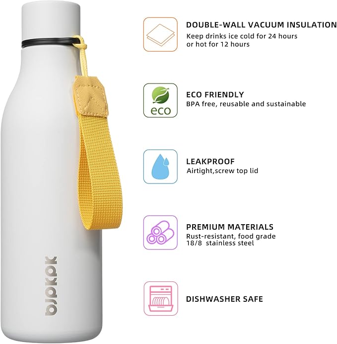 BJPKPK Insulated Water Bottles, 18 oz Stainless Steel Metal Water Bottle - Image 2