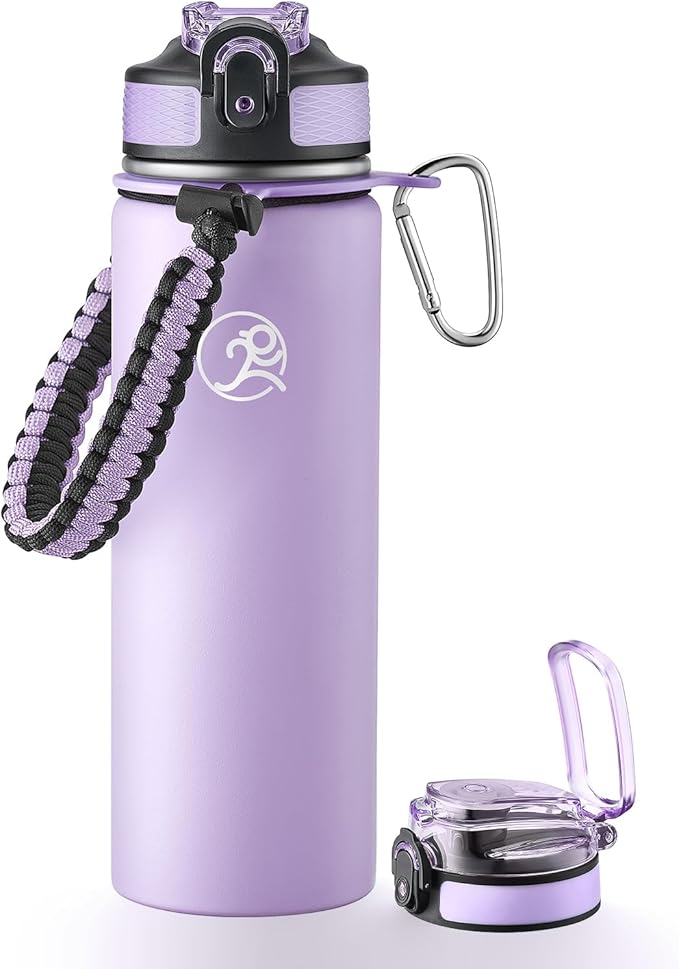 GOSWAG Insulated Sports Water Bottle, 24oz 2 Lids, Stainless Steel Water Bottles by GOSWAG