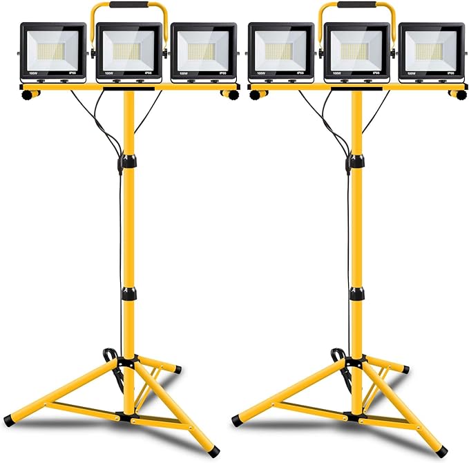 22000 Lumen Work Lights with Stand, 3 Adjustable Head LED Work Light, with by GUWELL