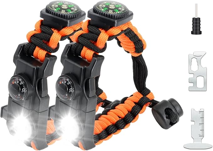 20 in 1 Survival Paracord Bracelet Adjustable Gear Kit by NVioAsport