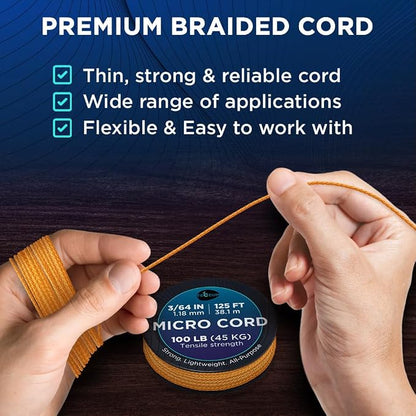 TECEUM Micro Paracord – 1.18 mm X 125 ft – Micro Utility Cord – Thin Braided - Image 3