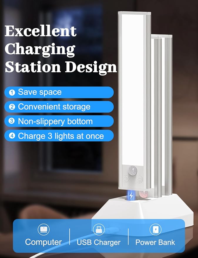 2000mAh Rechargeable Motion Sensor Light Indoor, Under Cabinet Lighting - Image 3