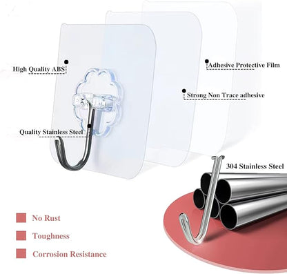 Adhesive Wall Hooks for Hanging Heavy Duty 50 lbs Large Hooks for Walls No - Image 6
