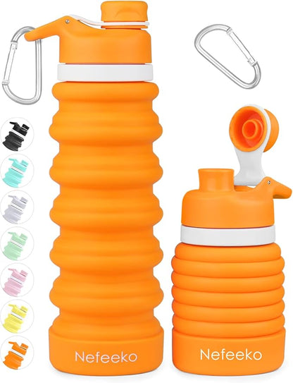 Nefeeko Collapsible Water Bottle, 26oz Silicone Foldable Water Bottles by Nefeeko