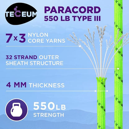 TECEUM Reflective Paracord Rope 1000 – 1000ft/200ft/100ft/50ft – 40+ Colors – - Image 3