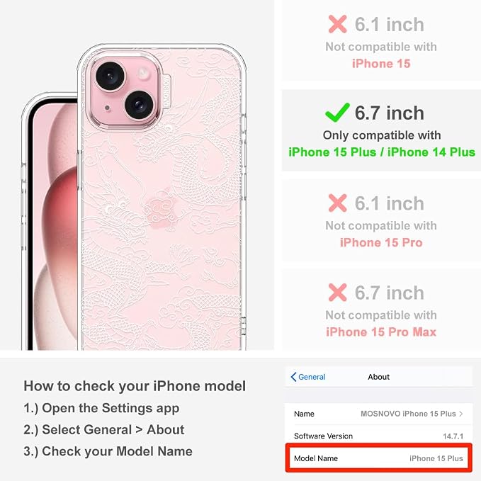 MOSNOVO Case for iPhone 15 Plus/iPhone 14 Plus - Image 2