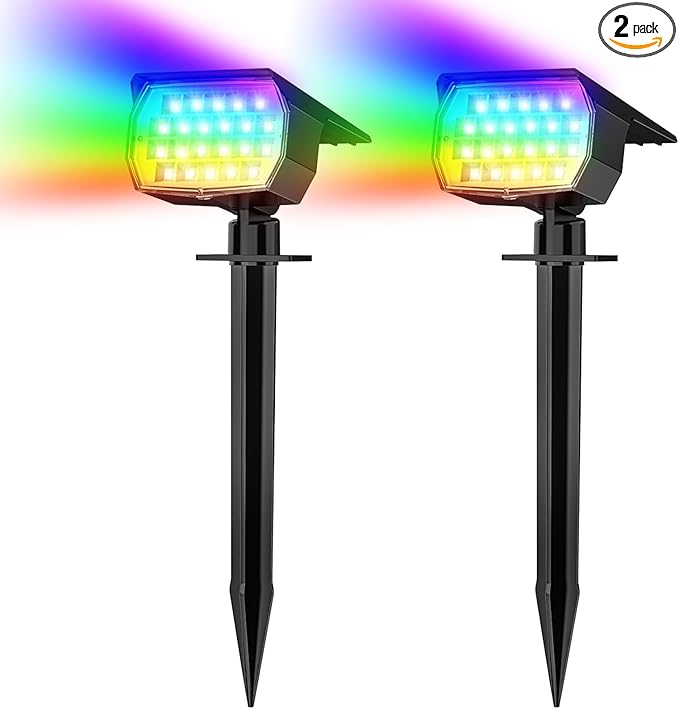 WENATY Solar Spot Lights Outdoor Color Changing, Christmas Landscape Spotlights by WENATY