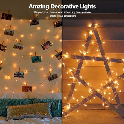 2 Pack 50 Count Christmas String Lights Clear Warm White Mini Lights Plug - Image 9