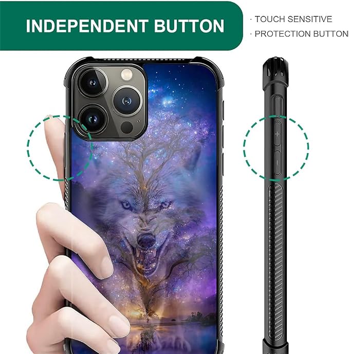 for iPhone 16 Pro Case, Wolves in The Woods Pattern Graphic Design Girl Boy - Image 2