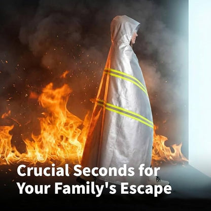 Emergency Fireproof Cloak with Hood – Silver Silicone Coated Fiberglass Fire - Image 3