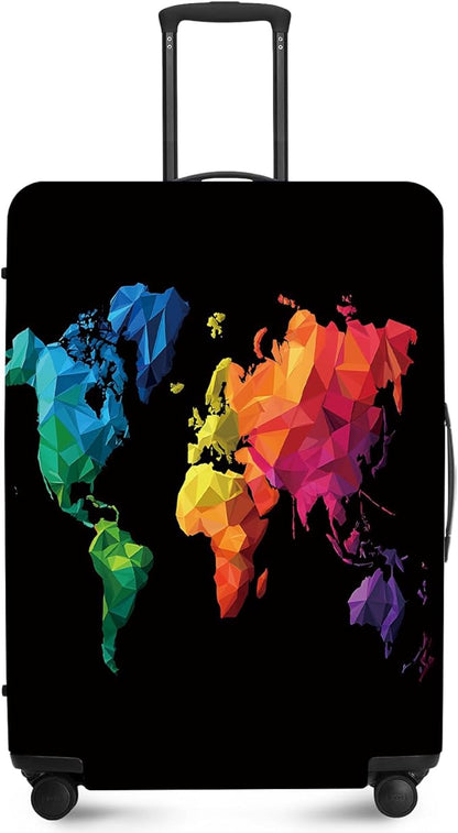 ANNA QUEEN Geometric World Map Travel Luggage Cover -Stretchable Airplane by ANNAQUEEN