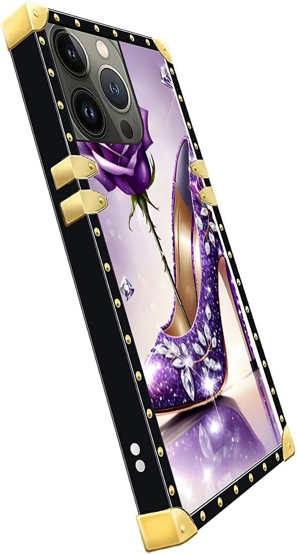 Compatible with iPhone 14 Pro Case, High Heeled Purple Diamond Rose Luxury - Image 4