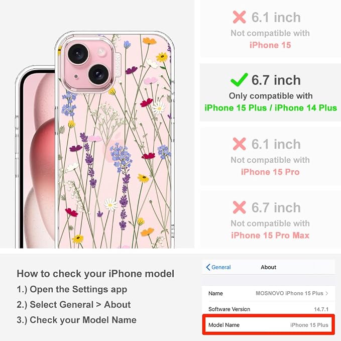 MOSNOVO Case for iPhone 15 Plus/iPhone 14 Plus - Image 2
