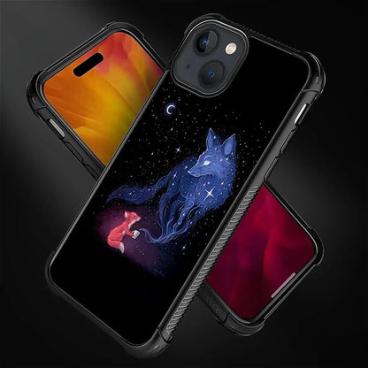 for iPhone 15 Plus Case, Galaxy Fox Wolf Pattern Graphic Design Girl Boy Soft - Image 4