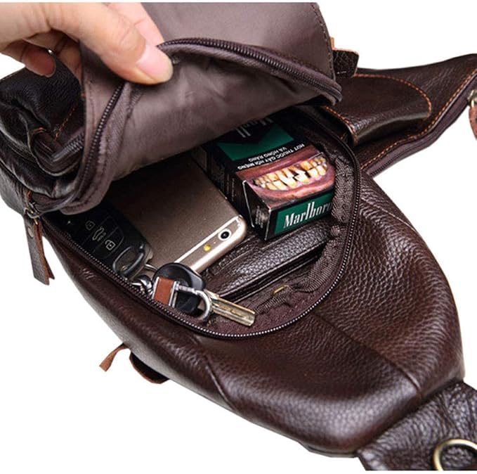 Hebetag Leather Sling Bag Crossbody Backpack - Image 5