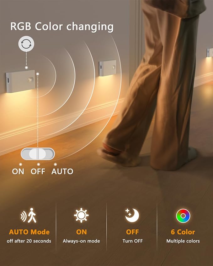 WILLED Stair Lights Indoor RGB & Warm White, Rechargeable Motion Sensor Night - Image 4