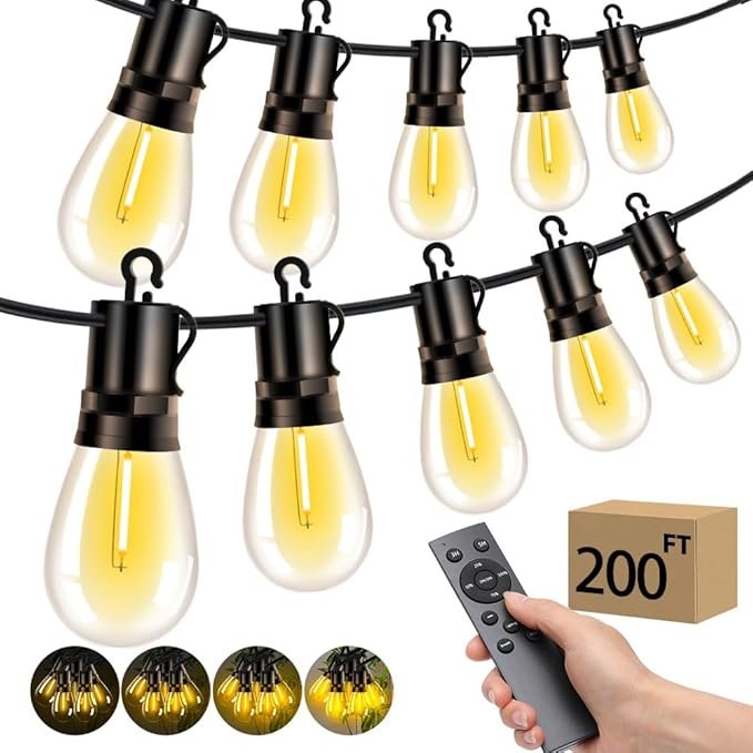 Outdoor Patio String Lights: S14 Shatterproof Bulb Outside Waterproof Light - by Vozuji