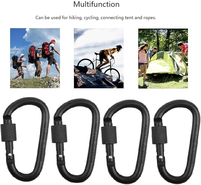 Locking Carabiner Clip, Vonpri 3 Inch D Ring Clips Spring Snap Key Chain Hook - Image 3