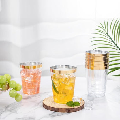 I00000 60PCS Gold Plastic Cups, 10 oz Clear Disposable Cups - Image 9