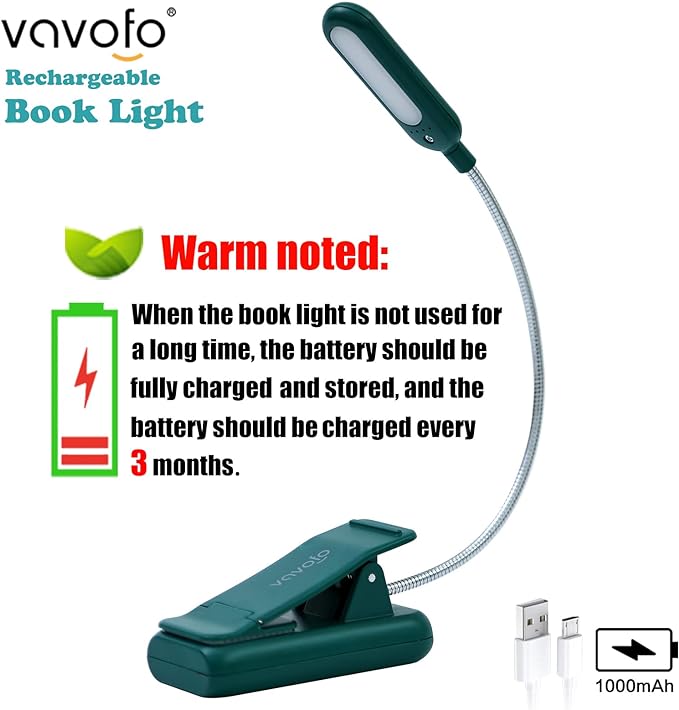 VAVOFO Rechargeable Book Light for Reading in Bed Kids, 7 LED Reading Light - Image 3