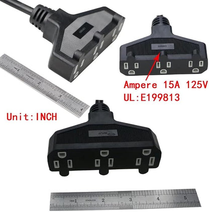 3 Outlet Extension Power Cord 105℃ Temperature Resistant Waterproof Cable 14AWG - Image 3