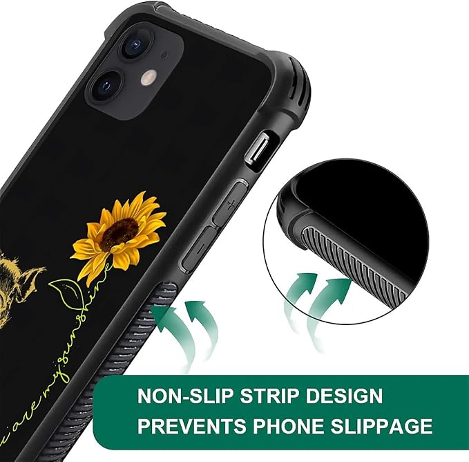 for iPhone 12/12 Pro Case, Pig Sunflower Yellow Sunshine Pattern Graphic Design - Image 5