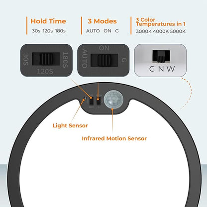 BLNAN Motion Sensor Ceiling Light Wired, 12 Inch 3000K 4000K 5000K Selectable - Image 3