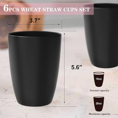 Homienly Kitchen Cups 20oz Wheat Straw Cups-6 pcs Lightweight cups Unbreakable - Image 2