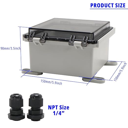 MAKERELE Small Junction Box Plastic Hinged Cover Transparent Lid IP67 Outdoor - Image 2