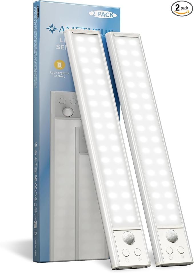 10inch Under Cabinet Lights, Motion Sensor Light Indoor, Wireless Closet Lights by AMETHEUS