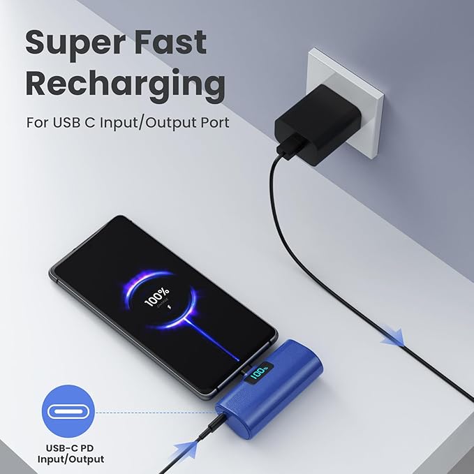 Small Portable Charger 5200mAh, Upgraded PD USB C Power Bank Built-in USB-C - Image 5