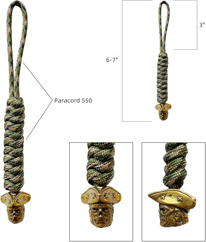 Handmade Lanyards with Brass Beads – Paracord 550 Survival Gear Leash - Image 4