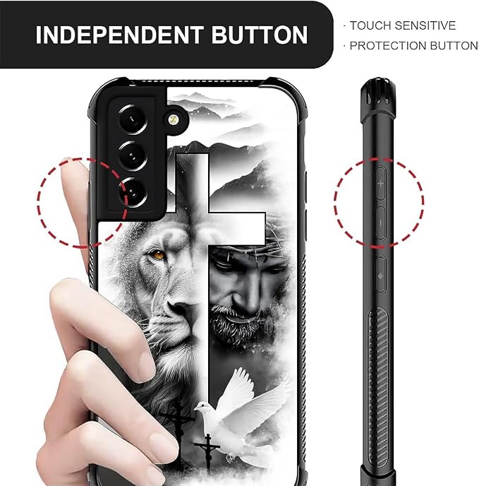 for Samsung Galaxy S21 FE Case, Lion Cross Jesus Christ Dove Pattern Graphic - Image 4