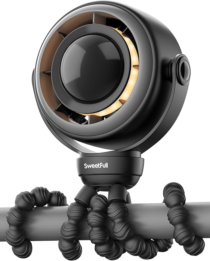 SWEETFULL Baby Stroller Fan - 4000mAh Rechargeable 4-Speed Quiet by SweetFull%C2%AE