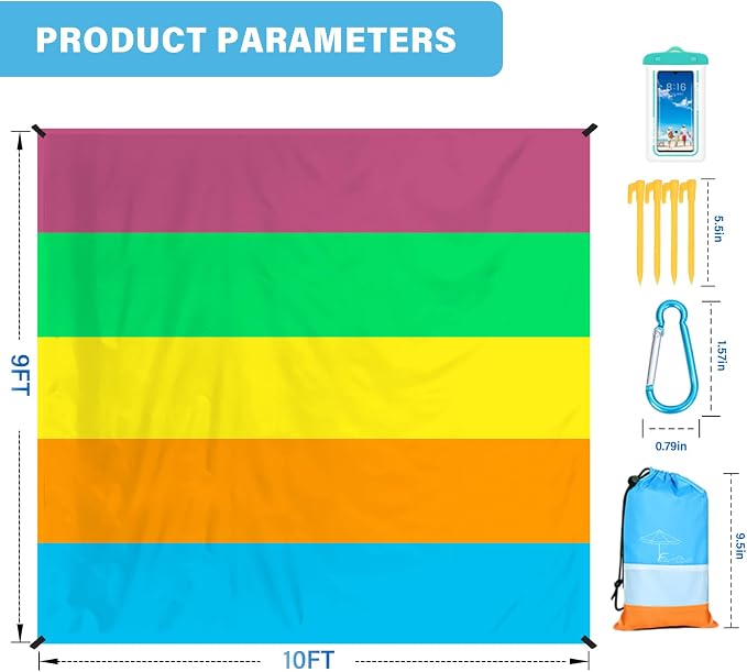 Famstar Beach Blanket Oversized Extra Large 10'X 9', Waterproof Sandproof Beach - Image 6