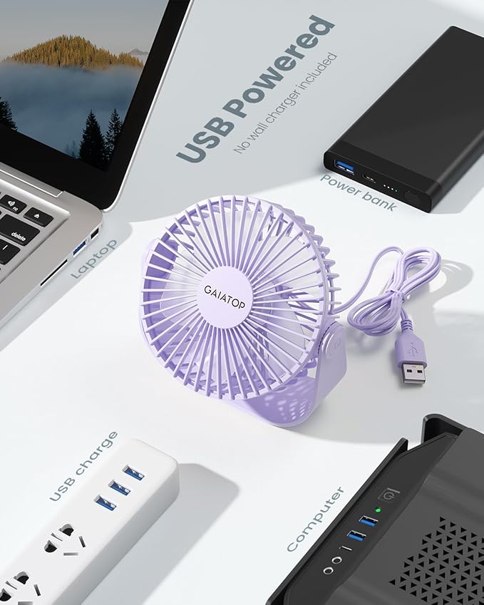 Gaiatop USB Desk Fan, 3 Speeds Strong Airflow, 5.5 Inch Portable 90° Rotate - Image 6