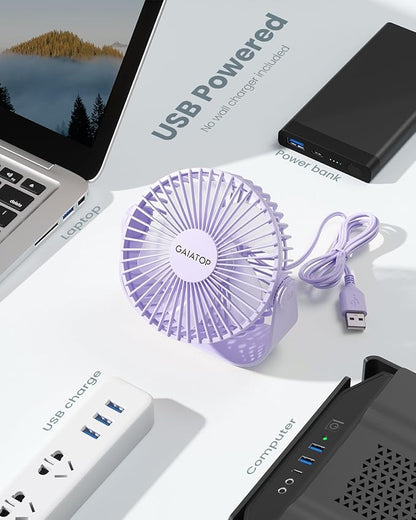 Gaiatop USB Desk Fan, 3 Speeds Strong Airflow, 5.5 Inch Portable 90° Rotate - Image 6