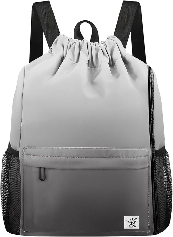 Drawstring Backpack with Mesh Pockets String Gym Bag Sackpack Sandproof Water by Risefit