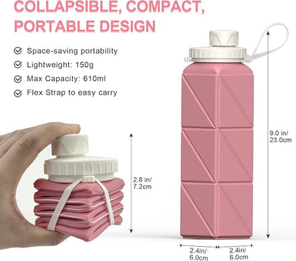 BEAUTAIL Collapsible Water Bottles 20.6oz 2 Pack, Silicone Foldable Portable - Image 3