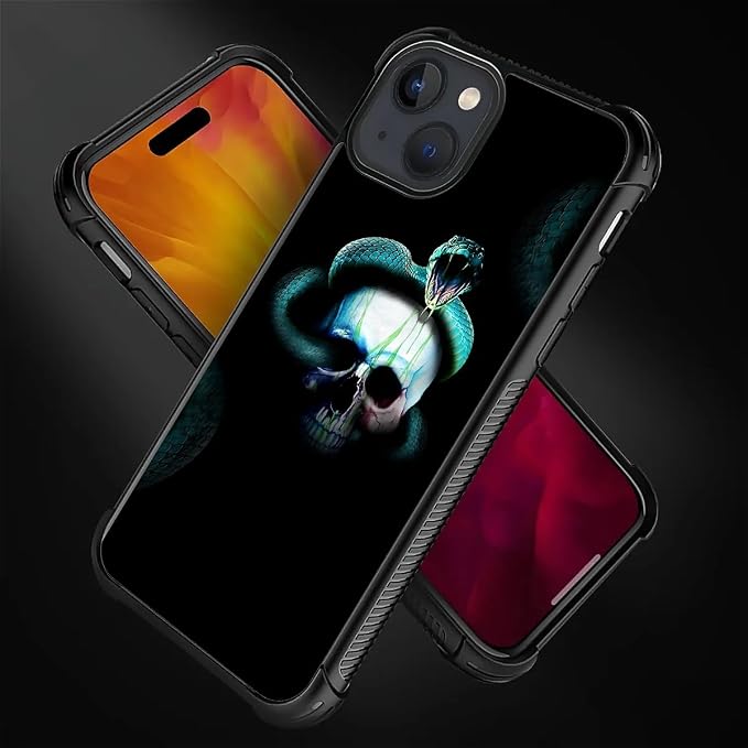 for iPhone 15 Plus Case, Skeleton Winding Snake Pattern Graphic Design Girl Boy - Image 4