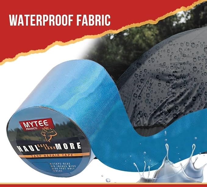 Mytee Products 8.8 oz Waterproof Blue Vinyl Tarp Repair Tape 6 Inch x 50 FT - Image 3