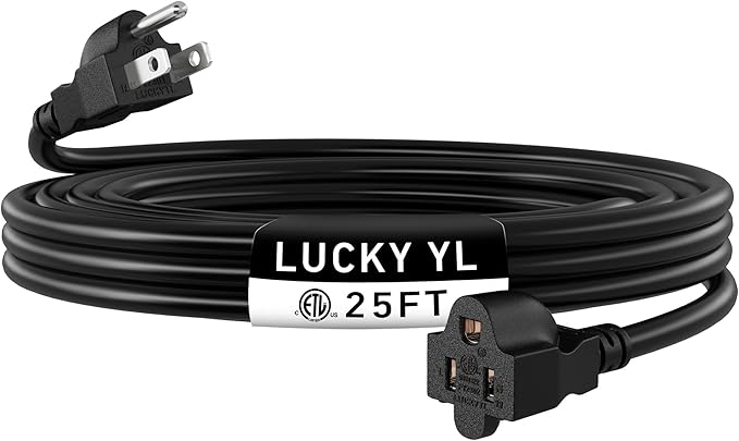 LUCKY TL Indoor Outdoor Extension Cord, 16/3 Gauge Black Long Extension Cord by LUCKYTL