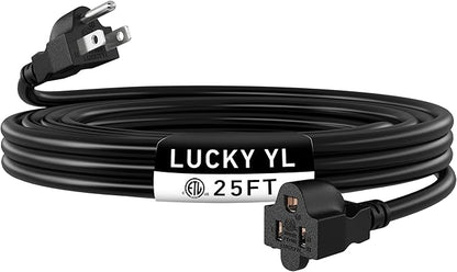 LUCKY TL Indoor Outdoor Extension Cord, 16/3 Gauge Black Long Extension Cord by LUCKYTL