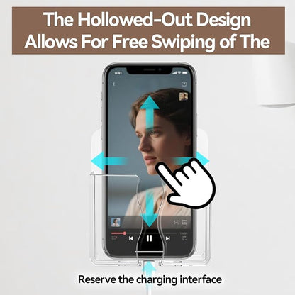 2 Pcs Clear Wall Mount Phone Holders, Self Adhesive Plastic Stand, Compatible - Image 6
