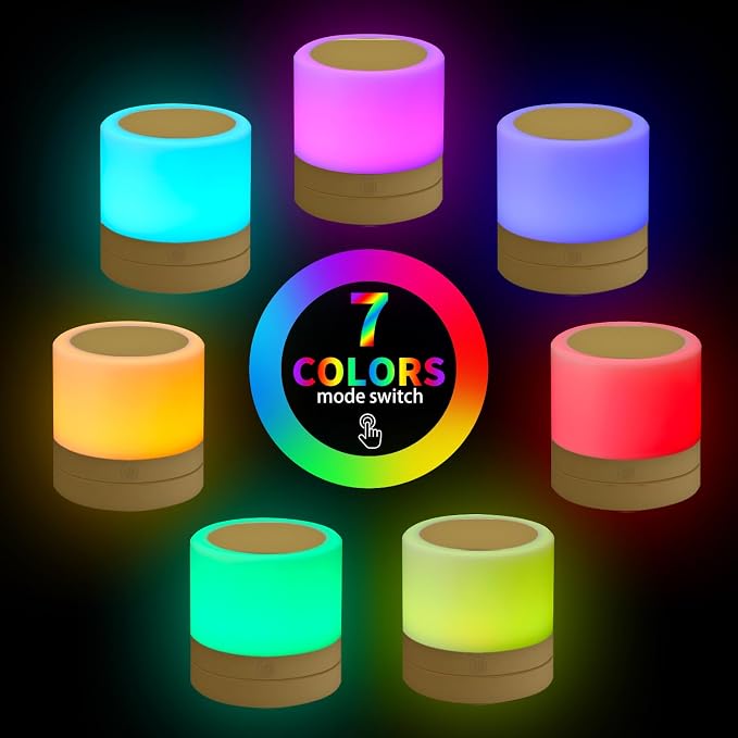 ERUN Nursery Night Light for Kids, USB Rechargeable Small Desk Lamp, 13 RGB - Image 6