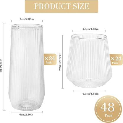 48 Pack Plastic Glasses – 24 x 9oz Stemless Champagne Flutes & 24 x 12oz - Image 6