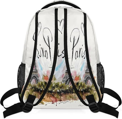 Backpacks France Paris Eiffel Tower House School Bag Student Bookbag Adjustable - Image 4