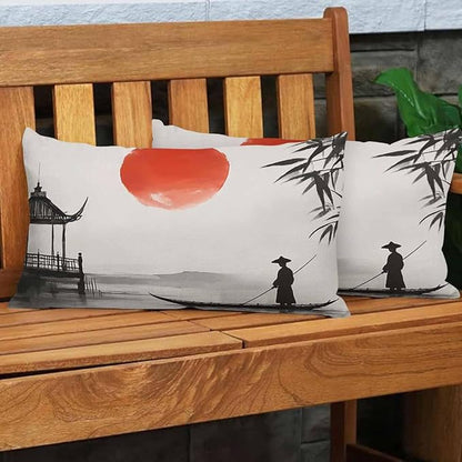 EKOBLA Throw Pillow Case 12x20 Inch Japan Traditional Japanese Painting Man - Image 4