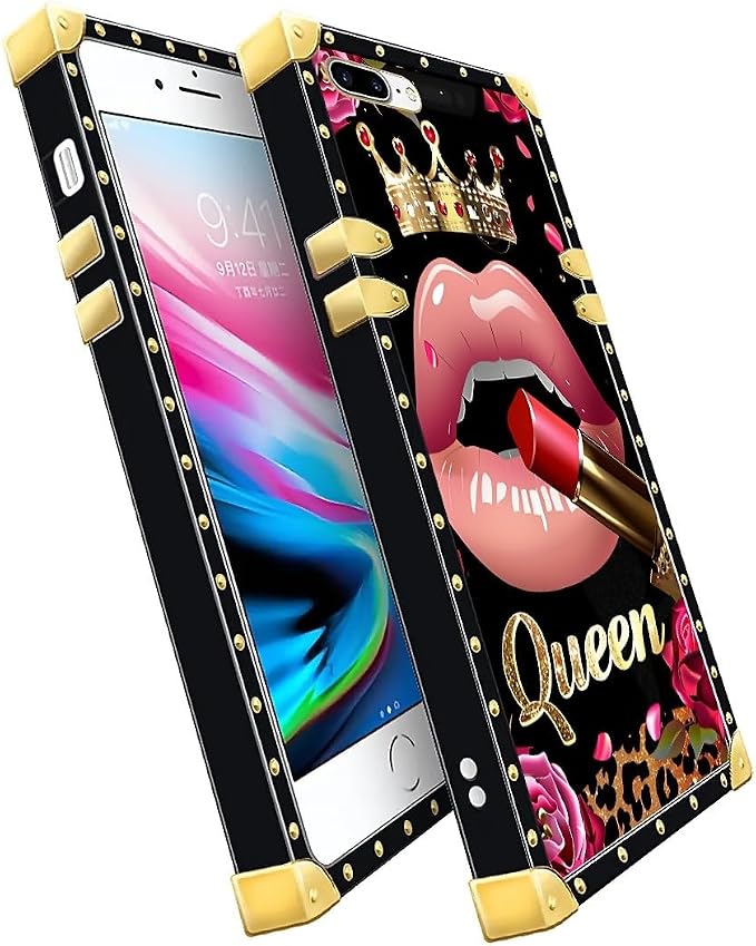 Compatible with iPhone 8 Plus 7 Plus Case, Glitter Red Rose Queen Leopard - Image 3